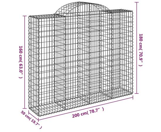 Coș gabion arcuit, 13 buc, 200x50x160/180 cm, fier galvanizat, 6 image