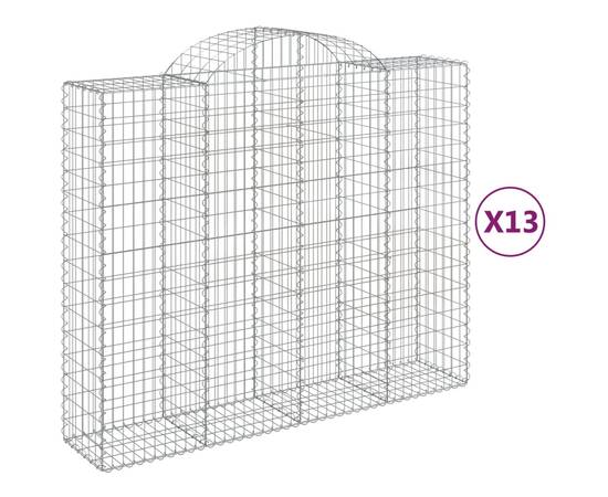 Coș gabion arcuit, 13 buc, 200x50x160/180 cm, fier galvanizat, 2 image