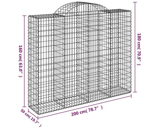 Coș gabion arcuit, 15 buc, 200x50x160/180 cm, fier galvanizat, 6 image