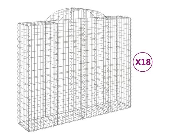 Coș gabion arcuit, 18 buc, 200x50x160/180 cm, fier galvanizat, 2 image