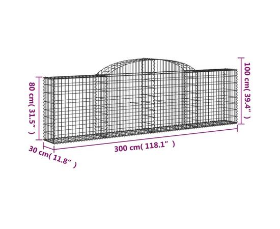 Coș gabion arcuit, 300x30x80/100 cm, fier galvanizat, 5 image