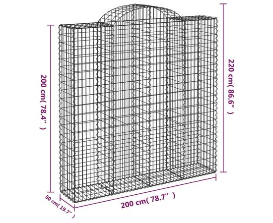 Coș gabion arcuit 200x50x200/220 cm fier galvanizat, 5 image