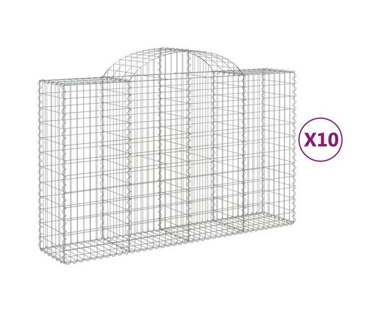 Coșuri gabion arcuite 10 buc, 200x50x120/140 cm,fier galvanizat, 2 image