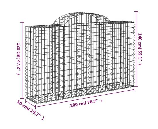 Coșuri gabion arcuite 10 buc, 200x50x120/140 cm,fier galvanizat, 6 image