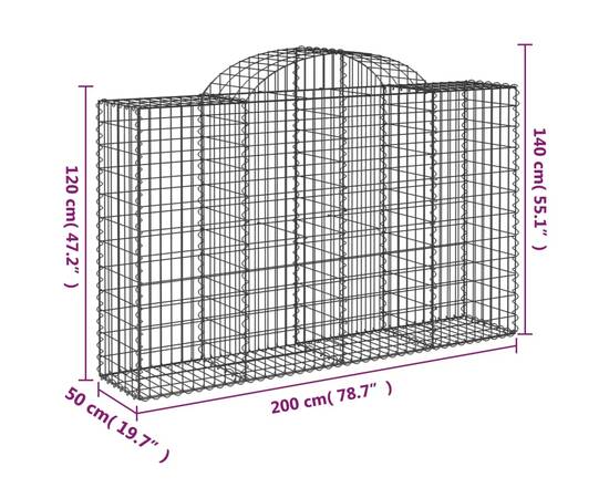 Coșuri gabion arcuite 14 buc, 200x50x120/140 cm,fier galvanizat, 6 image