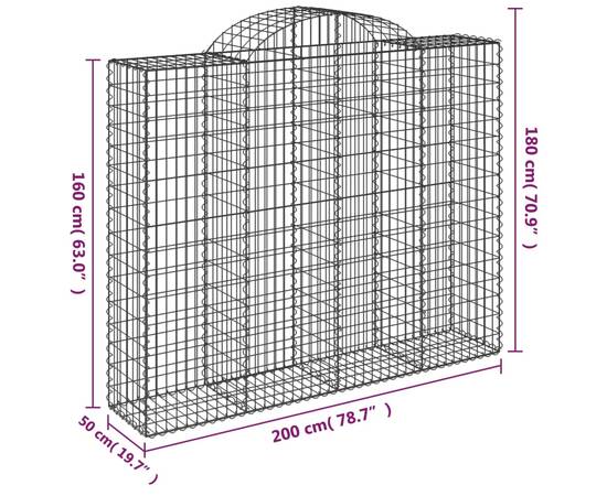 Coșuri gabion arcuite 2 buc, 200x50x160/180 cm, fier galvanizat, 6 image