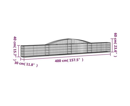 Coșuri gabion arcuite 2 buc, 400x30x40/60 cm, fier galvanizat, 6 image