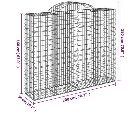 Coșuri gabion arcuite 3 buc, 200x50x160/180 cm, fier galvanizat, 6 image