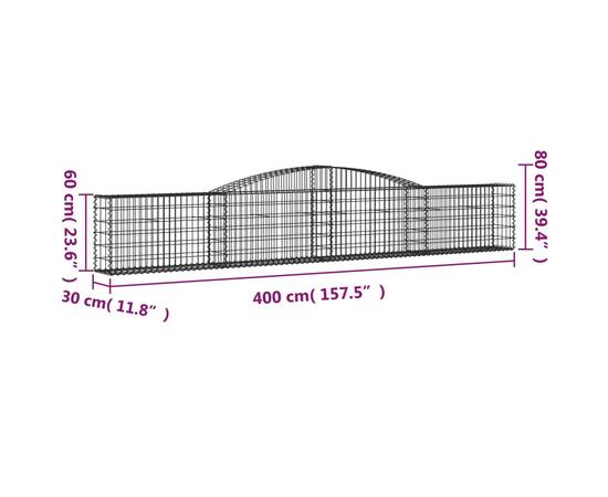 Coșuri gabion arcuite 4 buc, 400x30x60/80 cm, fier galvanizat, 6 image