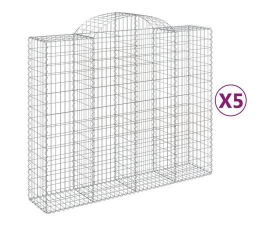 Coșuri gabion arcuite 5 buc, 200x50x160/180 cm, fier galvanizat, 2 image