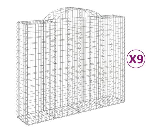 Coșuri gabion arcuite 9 buc, 200x50x160/180 cm, fier galvanizat, 2 image