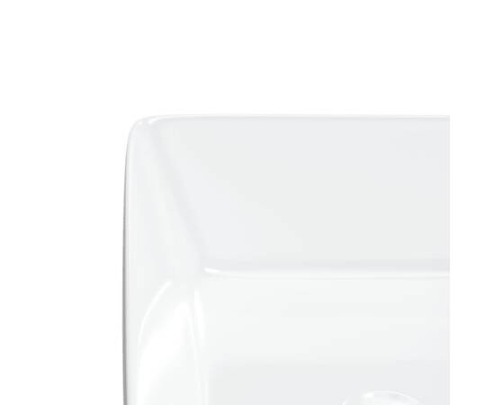 Chiuvetă de baie, alb, 48x37x13 cm, ceramică, dreptunghiulară, 7 image