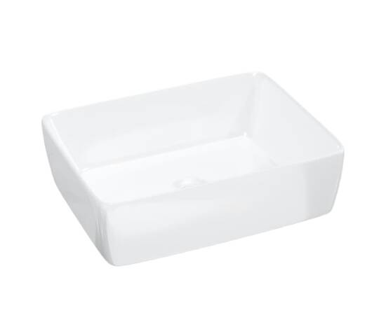 Chiuvetă de baie, alb, 48x37x13 cm, ceramică, dreptunghiulară, 2 image