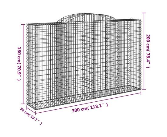 Coșuri gabion arcuite 10 buc, 300x50x180/200 cm fier galvanizat, 6 image