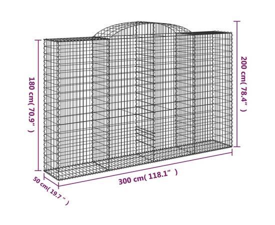 Coșuri gabion arcuite 2 buc, 300x50x180/200 cm, fier galvanizat, 6 image