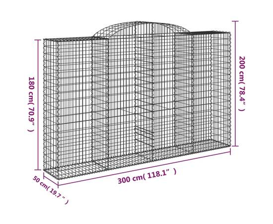 Coșuri gabion arcuite 6 buc, 300x50x180/200 cm, fier galvanizat, 6 image