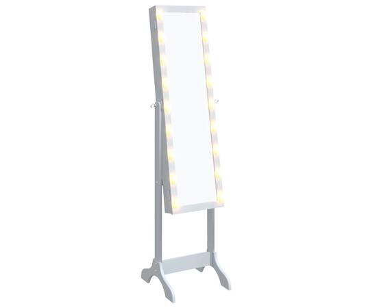 Oglindă de sine stătătoare cu led, alb, 34x37x146 cm, 2 image