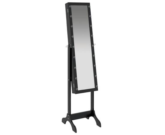 Oglindă de sine stătătoare cu led, negru, 34x37x146 cm, 8 image
