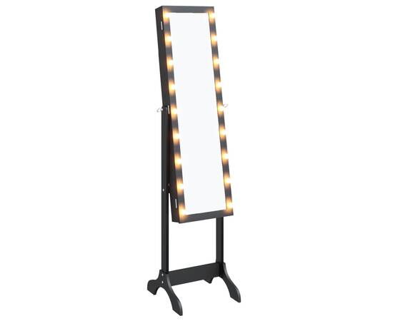 Oglindă de sine stătătoare cu led, negru, 34x37x146 cm, 2 image