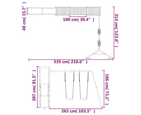 Set de joacă pentru exterior, lemn de pin impregnat, 11 image