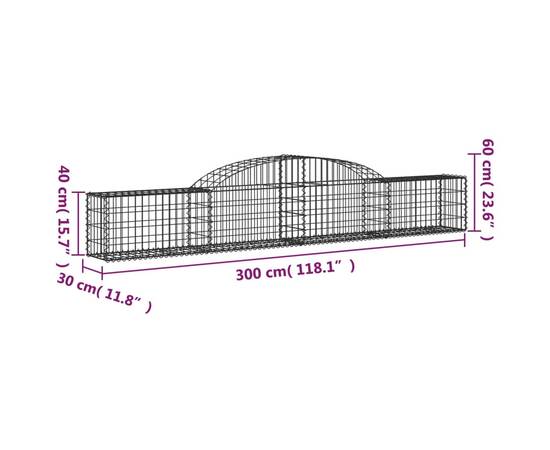 Coșuri gabion arcuite, 10 buc., 300x30x40/60cm, fier galvanizat, 6 image