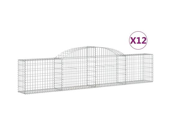 Coșuri gabion arcuite, 12 buc., 300x30x60/80cm, fier galvanizat, 2 image