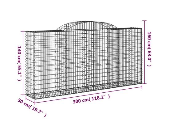 Coșuri gabion arcuite 13 buc, 300x50x140/160cm, fier galvanizat, 6 image