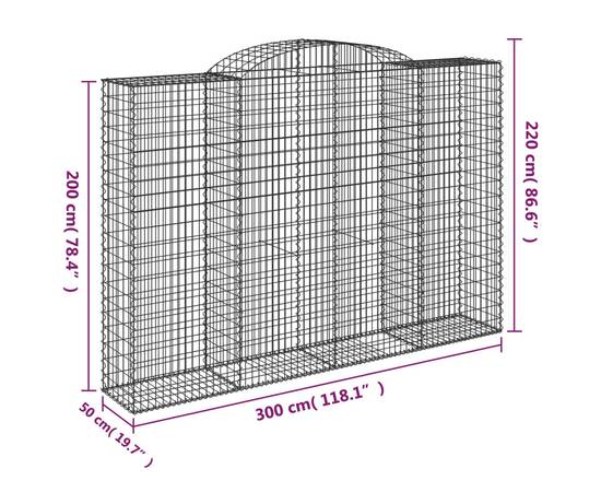 Coșuri gabion arcuite 2 buc. 300x50x200/220 cm, fier galvanizat, 6 image