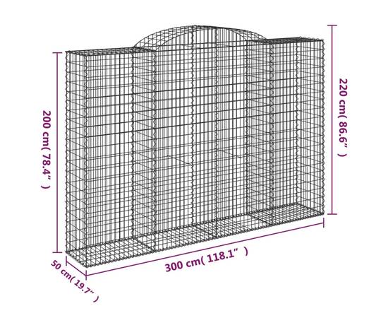 Coșuri gabion arcuite 5 buc. 300x50x200/220 cm, fier galvanizat, 6 image