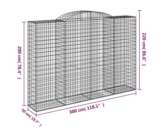 Coșuri gabion arcuite 6 buc. 300x50x200/220 cm, fier galvanizat, 6 image