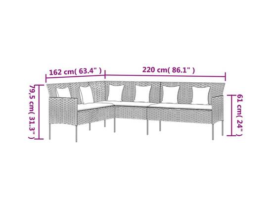 Set mobilier de grădină cu perne, 2 piese, gri, poliratan, 8 image