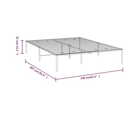 Cadru pat metalic, negru, 140x200 cm, 8 image