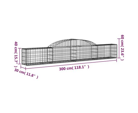 Coșuri gabion arcuite, 4 buc., 300x30x40/60 cm, fier galvanizat, 6 image