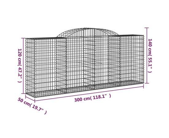 Coșuri gabion arcuite 2 buc. 300x50x120/140 cm, fier galvanizat, 6 image