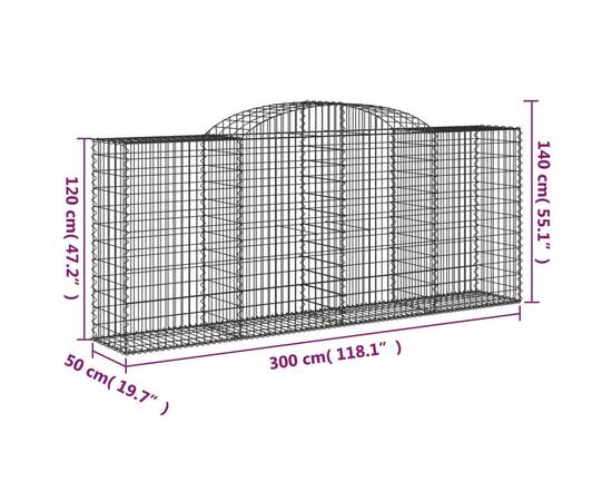 Coșuri gabion arcuite 5 buc. 300x50x120/140 cm, fier galvanizat, 6 image