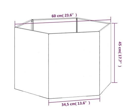 Jardinieră, ruginiu, 60x60x45 cm, oțel corten, 8 image