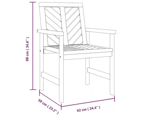 Scaune de masă pentru grădină, 4 buc., lemn masiv de acacia, 8 image