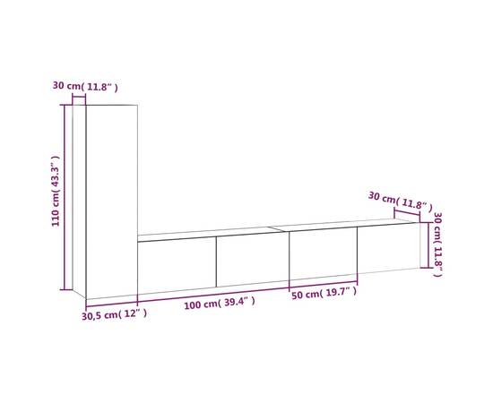 Set dulapuri tv, 3 piese, negru, lemn prelucrat, 10 image