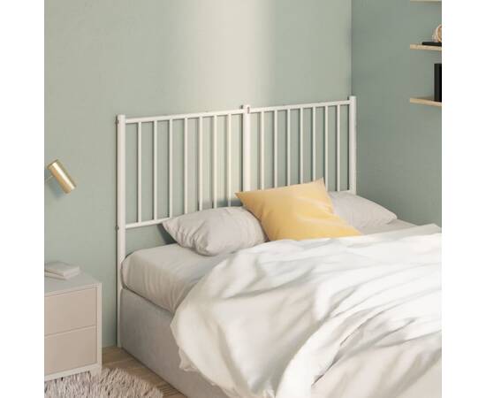 Tăblie de pat metalică, alb, 125x3x90 cm