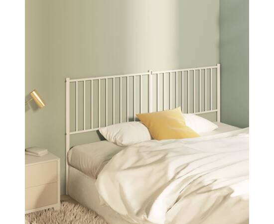 Tăblie de pat metalică, alb, 166x3x90 cm