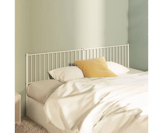 Tăblie de pat metalică, alb, 206x3x90 cm