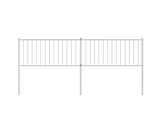 Tăblie de pat metalică, alb, 206x3x90 cm, 3 image