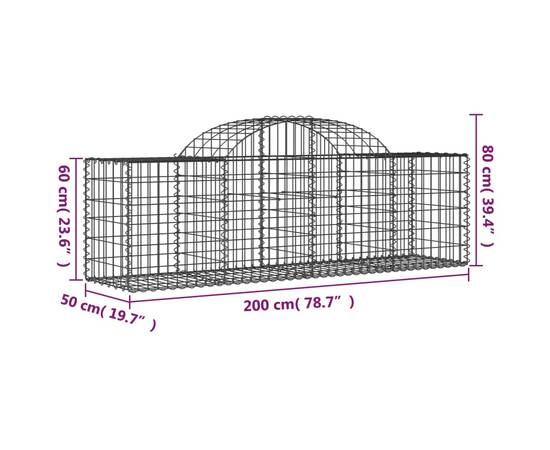 Coșuri gabion arcuite 10 buc, 200x50x60/80 cm, fier galvanizat, 6 image