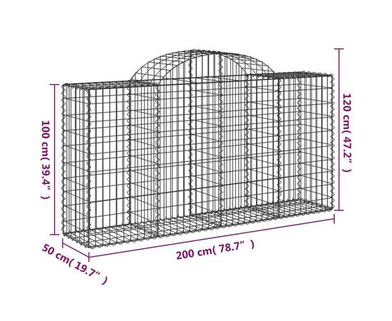 Coșuri gabion arcuite 11 buc, 200x50x100/120cm, fier galvanizat, 6 image