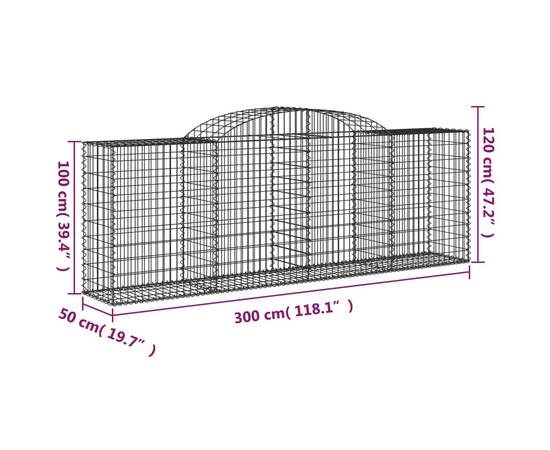 Coșuri gabion arcuite 12 buc, 300x50x100/120cm, fier galvanizat, 6 image