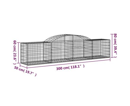 Coșuri gabion arcuite 3 buc, 300x50x60/80 cm, fier galvanizat, 6 image