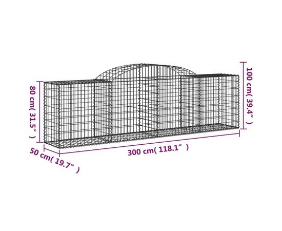 Coșuri gabion arcuite 3 buc, 300x50x80/100 cm, fier galvanizat, 6 image