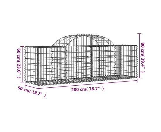 Coșuri gabion arcuite 9 buc, 200x50x60/80 cm, fier galvanizat, 6 image