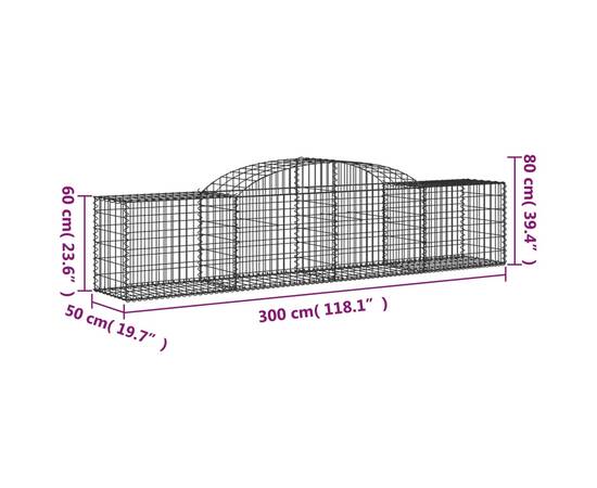 Coșuri gabion arcuite 9 buc, 300x50x60/80 cm, fier galvanizat, 6 image