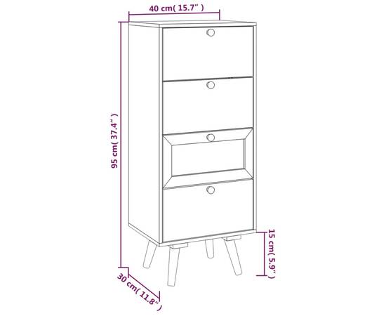 Dulapuri cu sertare 40x30x95 cm, lemn prelucrat, 7 image